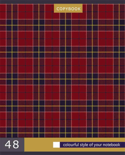 Тетрадь 48 л. 164*202 мм, клетка, поля, белизна 90%, скоба, цветная мелованная обложка "под лен", "Проф-Пресс"