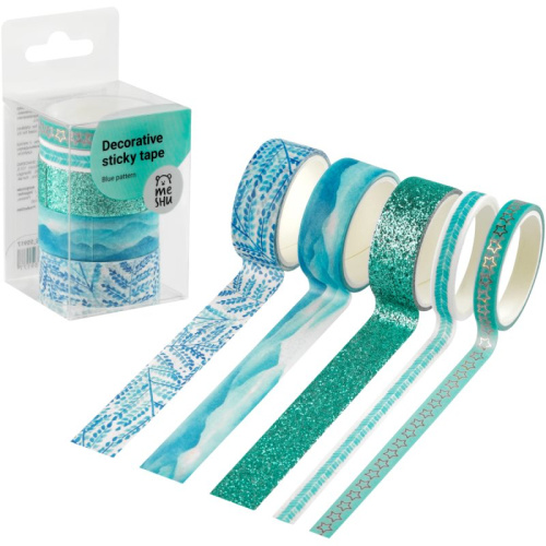 Клейкая декоративная лента 3000*7/15 мм, 5 рулонов, "MESHU"