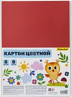 Цветной картон 8 л. 8 цв, ф.А4 (200*280 мм), 230 г, пакет, "Silwerhof"