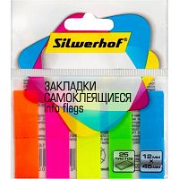 Пластиковые закладки 5 цв.* 25 л, липкий слой, 12*45 мм, "Silwerhof"
