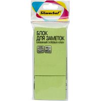 Блок для записи бумажный 100 л, липкий слой, 38*51 мм, 75 г/м2, упак 3 шт, "Silwerhof"