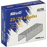 Скобы для степлера № 23/20, заточенные, до 180 л, 1000 шт, оцинкованная сталь, картонная коробка, "KW-trio"