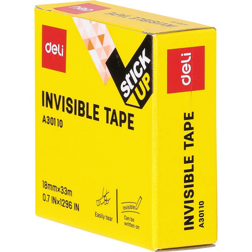 Скотч невидимый 18 мм*33 м, матовый, карт. упак, "Deli" Скотч невидимый 18 мм*33 м, матовый, карт. упак, "Deli"