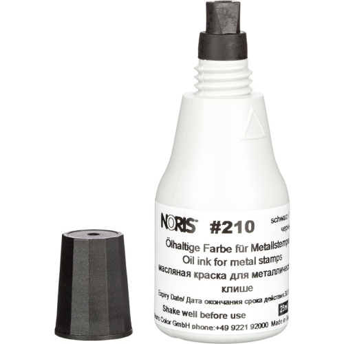 Краска штемпельная черная, 25 мг, для автонумератора с металлическим клише, масляная основа, дозатор, "Noris"