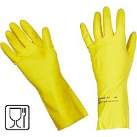 Перчатки латексные "Contract", рифленая поверхность, хлопковое напыление, желтые, "Vileda Professional"