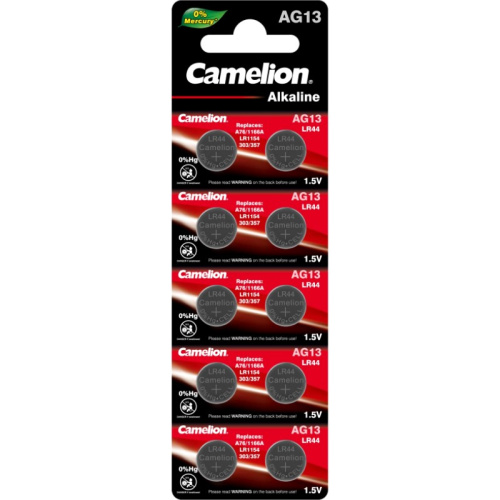 Батарейки Camelion AG13 BL-10 Mercury Free, 357A/LR44/A76, алкалиновые, упак. 10 шт, "Camelion"