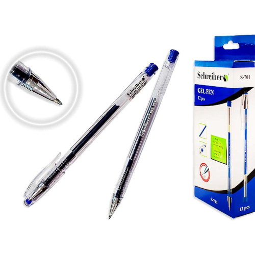 Ручка гелевая, синий сменный стержень 129 мм, узел 0,5 мм, "Schreiber"