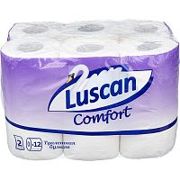 Бумага туалетная 2-х слойная "Luscan Comfort", 175 л, 96*125 мм, 21,88 м, втулка d-46 мм, рулон d-96 мм, перфорация, упак. 12 рулонов