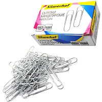 Скрепки 50 мм, 100 шт, округлые, металлические, оцинкованные, картонная упак, "Silwerhof"