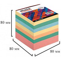 Бумажный проклеенный блок для записи 80*80*80 мм, 5 цв, 65 г, "Attache"