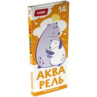 Акварель "Funny Friends", 14 цв, кювета по 2 г, кисть №2, картонная упак, "LORI"