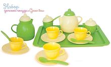 Чайный сервиз "GREEN TEA": 21 предмет: пластмассовая посуда для детей от 3 лет.