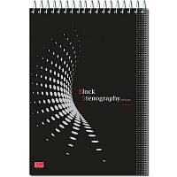 Блокнот "Stenography" 60 л. ф.А5 (145*205 мм), клетка, белизна 100%, спираль сверху, лакированная обложка, подложка, "Полином"
