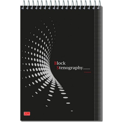 Блокнот "Stenography" 60 л. ф.А5 (145*205 мм), клетка, белизна 100%, спираль сверху, лакированная обложка, подложка, "Полином"