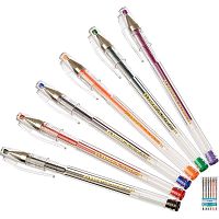Ручки гелевые 6 цв: сменный стержень 131 мм, линия 0,5 мм, "Beifa"