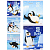 Тетрадь 48 л. ф.164*202 мм, клетка, поля, скоба, цветная мелованная обложка "под лен", "Проф-Пресс" (картинка: Пингвины на льду, арт.48-1200)