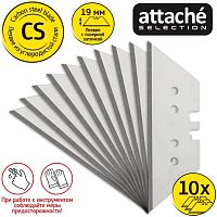 Запасные трапециевидное лезвие к ножу 1432255 19 мм, 10 шт, пластик. пенал, "Attache"