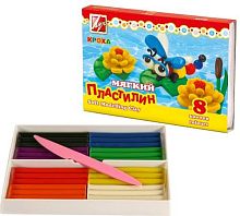 Мягкий восковой пластилин "Кроха" 8 цв. по 15 г, стек, картонная коробка, "Луч"