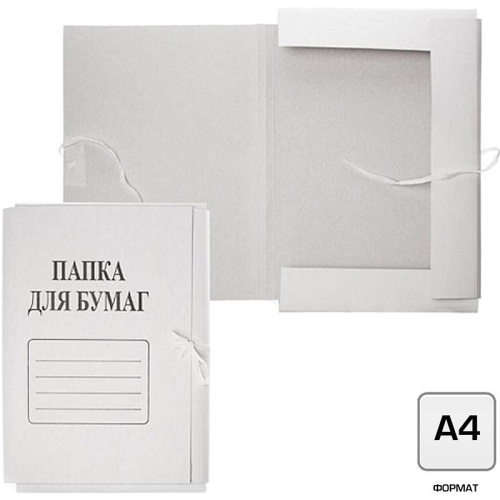 Папка для бумаг ф.А4 (210*305 мм), торец 20 мм, 2 завязки, картон 0,95 мм, 450 г, "БланкИздат"