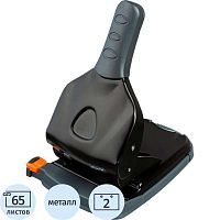 Дырокол "Power", 2 отверстия 6 мм, до 65 л, между отверстиями 80 мм, металлический корпус, пластиковая линейка, "Attache"