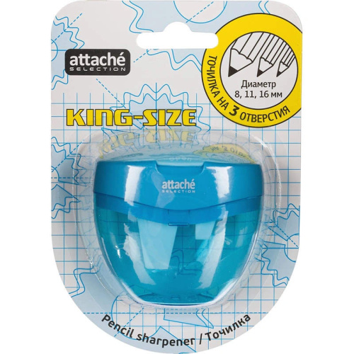 Точилка "Selection" 3 отверстия d 8,11,16 мм, контейнер, пластик, блистер, 63*35*60 мм,"Attache" фото 2
