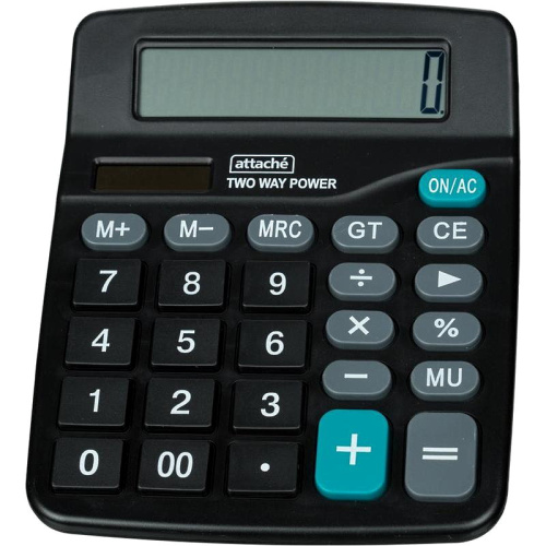 Настольный 12 разрядный калькулятор, двойное питание, 145*180*58 мм, "Attache"