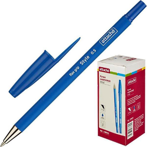 Ручка шариковая "Style", сменный стержень 140 мм, шарик 0,7 мм, линия 0,5 мм, прорезиненный корпус, "Attache"