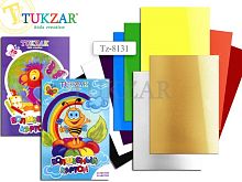 Цветной мелованный картон "Волшебный" 10 л. 10 цв. ф.А4 (207*295 мм), 230 г, папка, "Tukzar"