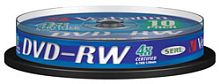 Диск лазерный перезаписываемый DVD - RW 4,7 ГБ, 4х, 120 мин, пластиковая туба 10 шт, "Verbatim"