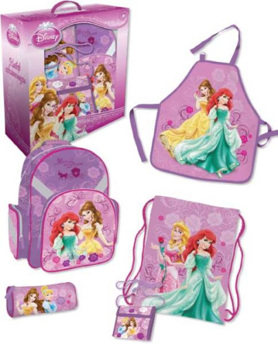 Набор школьницы "Princesses": рюкзак школьный 430*380*160 мм, мешок для обуви 350*450 мм, пенал, фартук, кошелек, полиэстер, "Академия Холдинг"