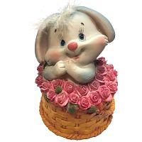 Фигурка декоративная - копилка "Кролик в корзине", высота 16 см., "Choosing Porcelain"