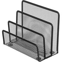 Лоток для бумаг, 3 отделения, вертикальный, сортер, металлическая сетка, черная, 173*83*135 мм, "Attache"