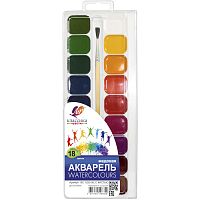 Медовая акварель "Классика", 18 цв. кювета, кисть №3, пластик. уп, "Луч"
