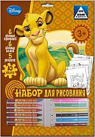 Набор для рисования "Король Лев" 27 предметов: карандаши 6 цв, мелки 6 цв, 5 раскрасок, 10 наклеек, "Limpopo"