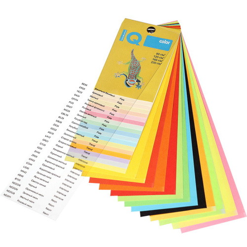 Бумага цветная для офисной техники "IQ COLOR" 250 л. ф.А4 (210*297 мм), 80 г, 5 контрастных цветов по 50 листов, фото 2