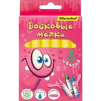 Мелки восковые "Джамбо" 6 цв, круглые, 115*14 мм, бум. оболочка, картон. уп, "Silwerhof"