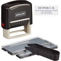 Самонаборный штамп, 4 строки, оттиск 48*18 мм, автоматическая пластиковая оснастка + 2 кассы, "Attache"