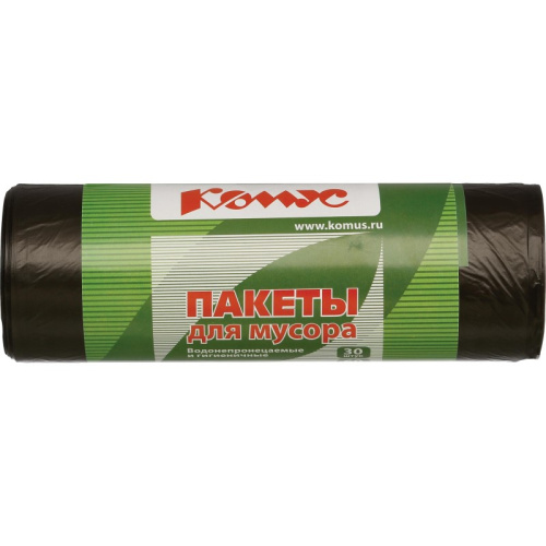 Мешки для мусора 60 л, 580*660 мм, ПНД 10 мкм, черный, 30 шт. в рулоне, "Attache"