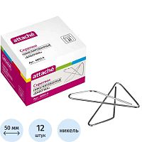 Скрепки бабочка 65*50 мм, 12 шт, металлические, никелированные, картон. кор, "Attache"