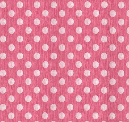 Креп-бумага розовая с белыми точками, рулон 500*2500 мм, 35 г, растяжение 55%, "WEROLA"
