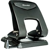 Дырокол 2 отверстия 6 мм, до 55 л, между отверстиями 80 мм, металлический, пластиковая линейка, "Silwerhof"