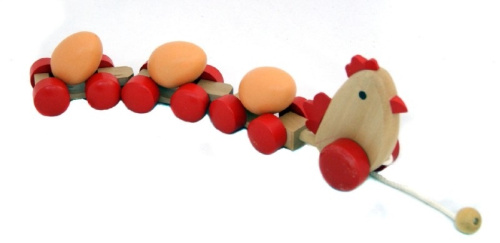 Курочка: детская деревянная каталка на веревочке, размер размер 350 мм, для детей от 3 лет.  Tukzar