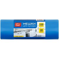 Мешки для мусора 120 л, 700*1100 мм, ПНД 25 мкм, синие, 10 шт. в рулоне, "OfficeClean"