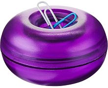 Скрепочница круглая, горизонтальная, магнит в крышке, D- 7 см, h- 4 см, цветной пластик, "Attache"