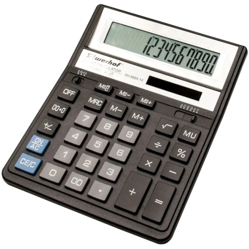 Настольный 14 разрядный калькулятор "SH-888X-14", двойное питание, 00, "Silwerhof" фото 6