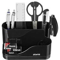 Органайзер 6 отделений, 10 предметов, настольный, черный полистирол, 180*98*107 мм, "Attache Selection"