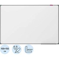Доска магнитно-маркерная, настенная, 1000*1500 мм, белая, с полочкой, лаковая, алюминиевая рамка, "Attache"