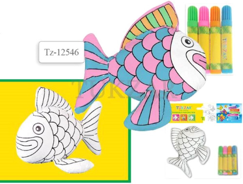 Рыбка: тряпичная игрушка для раскрашивания стираемая, размер 140*140*40 мм, + 4 цветных фломастера в наборе, для детей от 3-х лет, не токсично. - "Tukzar" Рыбка: тряпичная игрушка для раскрашивания стираемая, размер 140*140*40 мм, + 4 цветных фломастера в наборе, для детей от 3-х лет, не токсично. - "Tukzar"