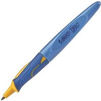 Шариковая автоматическая ручка-тренажер "Kids", синий сменный стержень 107 мм, шарик 1 мм, линия 0,4 мм, "Bic"