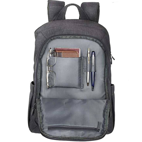 Рюкзак для нотбука 15,6", молния, 4 кармана, серый полиэстер, 310*115*425 мм, "Riva" фото 3